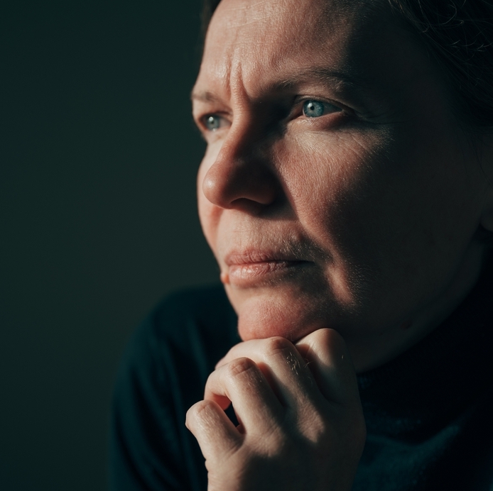 Portrait of contemplative female philosopher