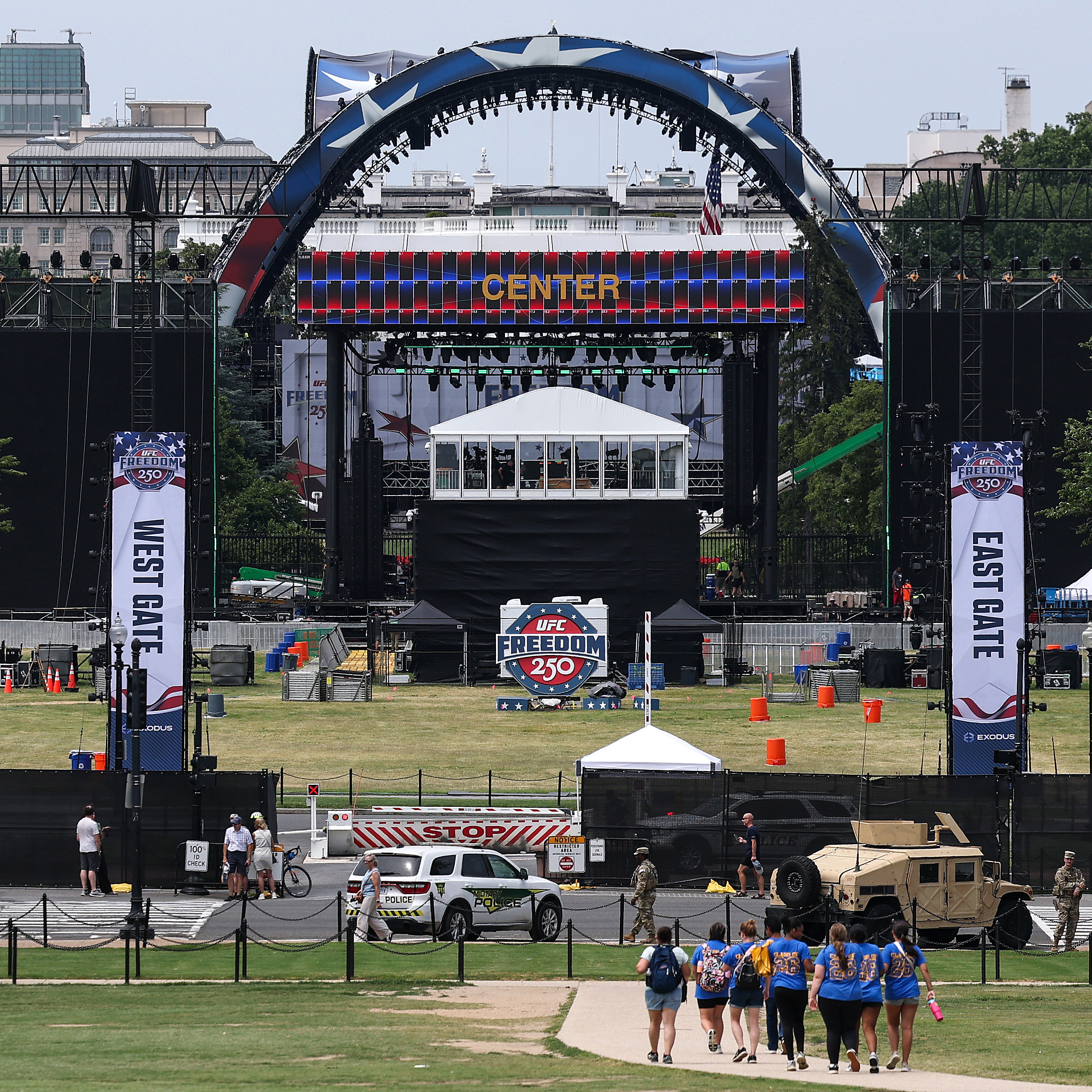 Preparations for the UFC Freedom 250 event.