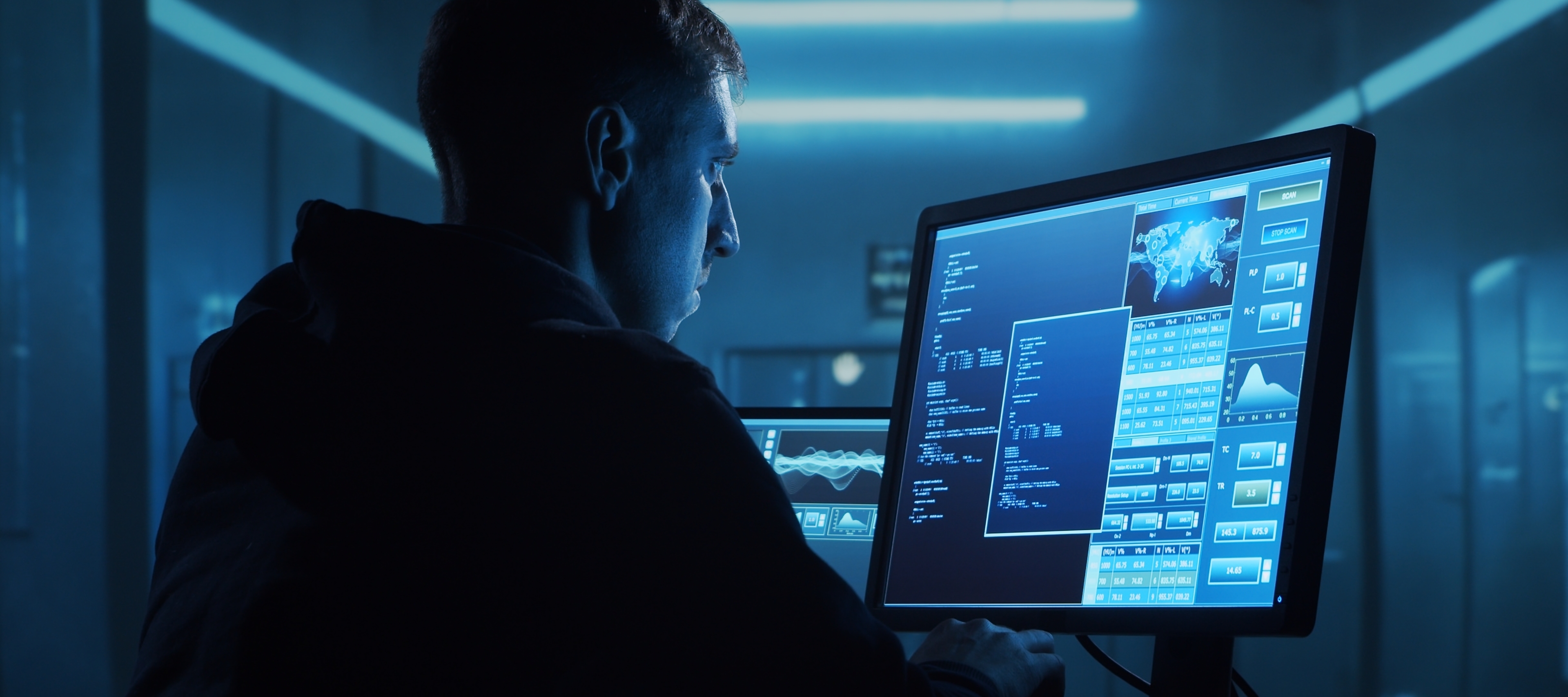 Hacker working on a computer.