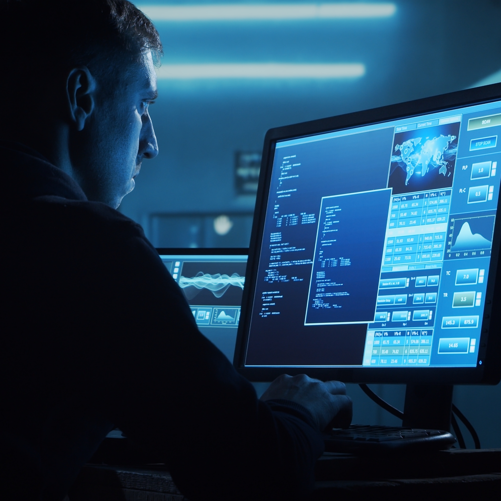 Hacker working on a computer.