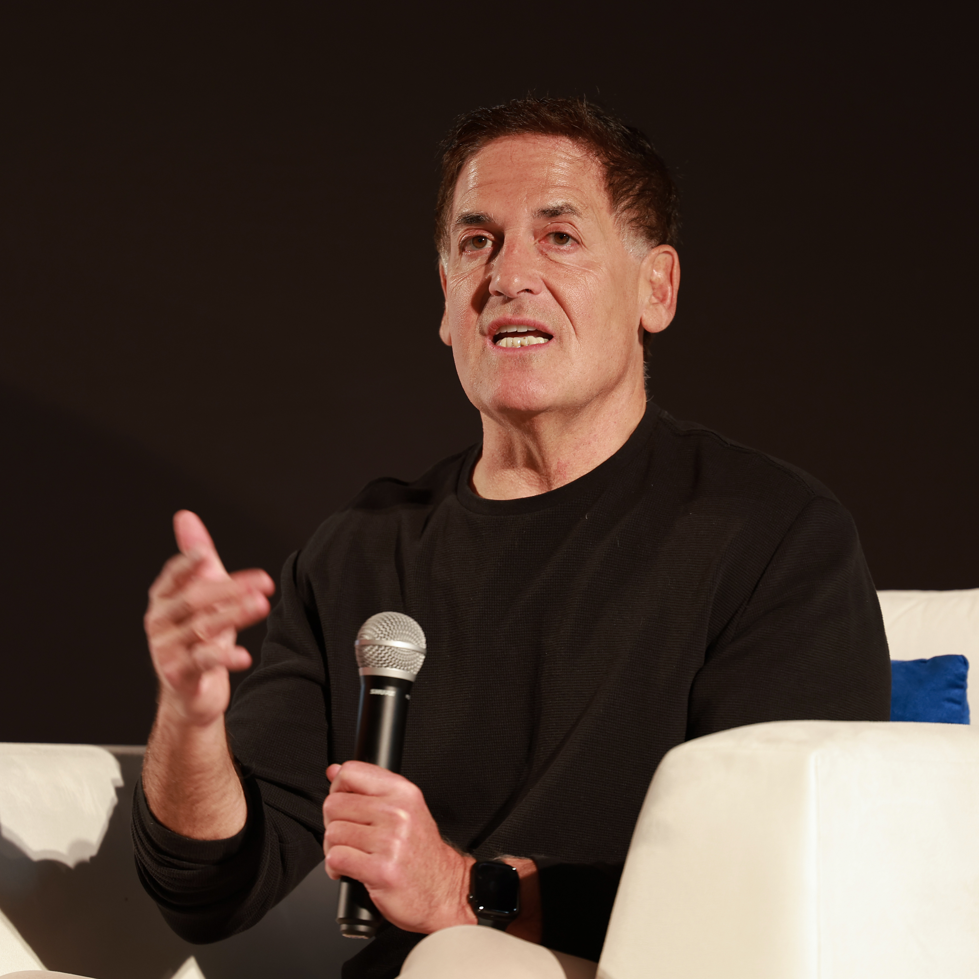 Mark Cuban speaks onstage at the Samsung Solve for Tomorrow: AI in Action Lab event in New York City.