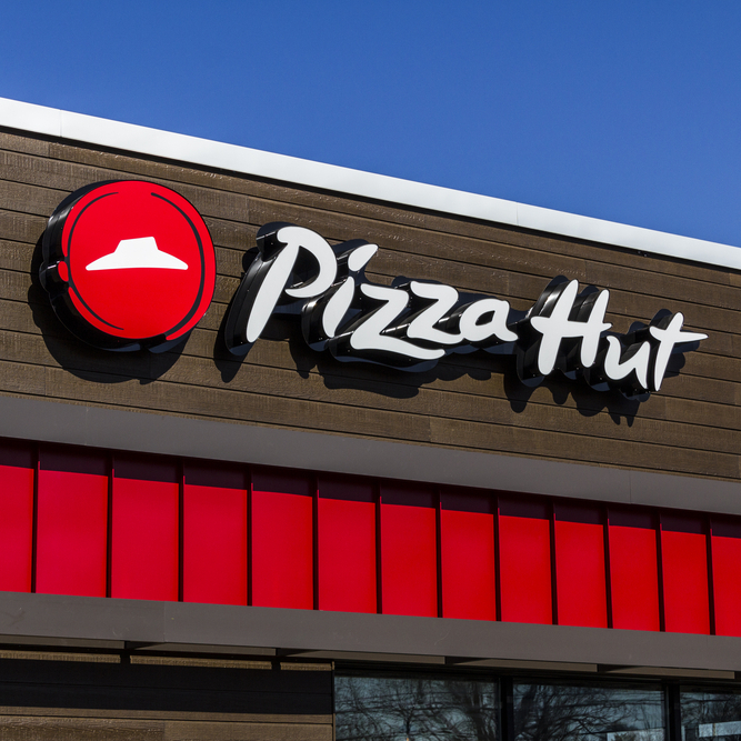 Pizza Hut sign.