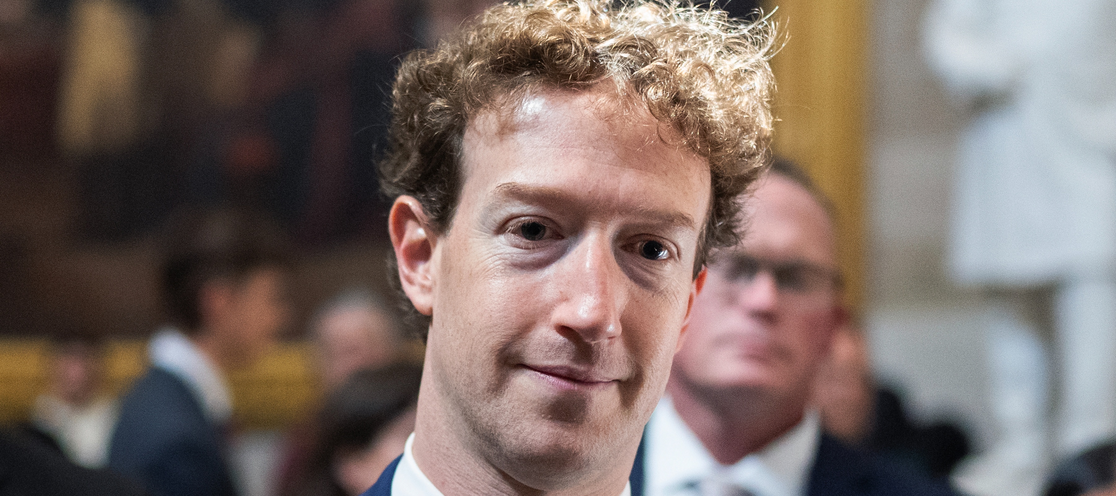 Mark Zuckerberg looking shellshocked outside a courtroom