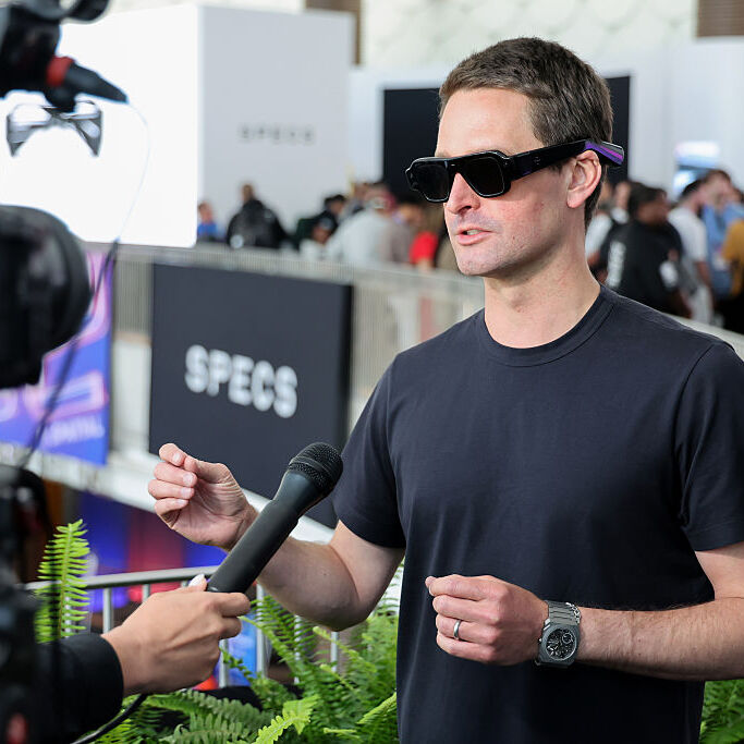 Evan Spiegel, Co-Founder and CEO, Snap Inc. is interviewed about SPECS at AWE 2026 at Long Beach Convention &amp; Entertainment Center on June 16, 2026 in Long Beach, California. (