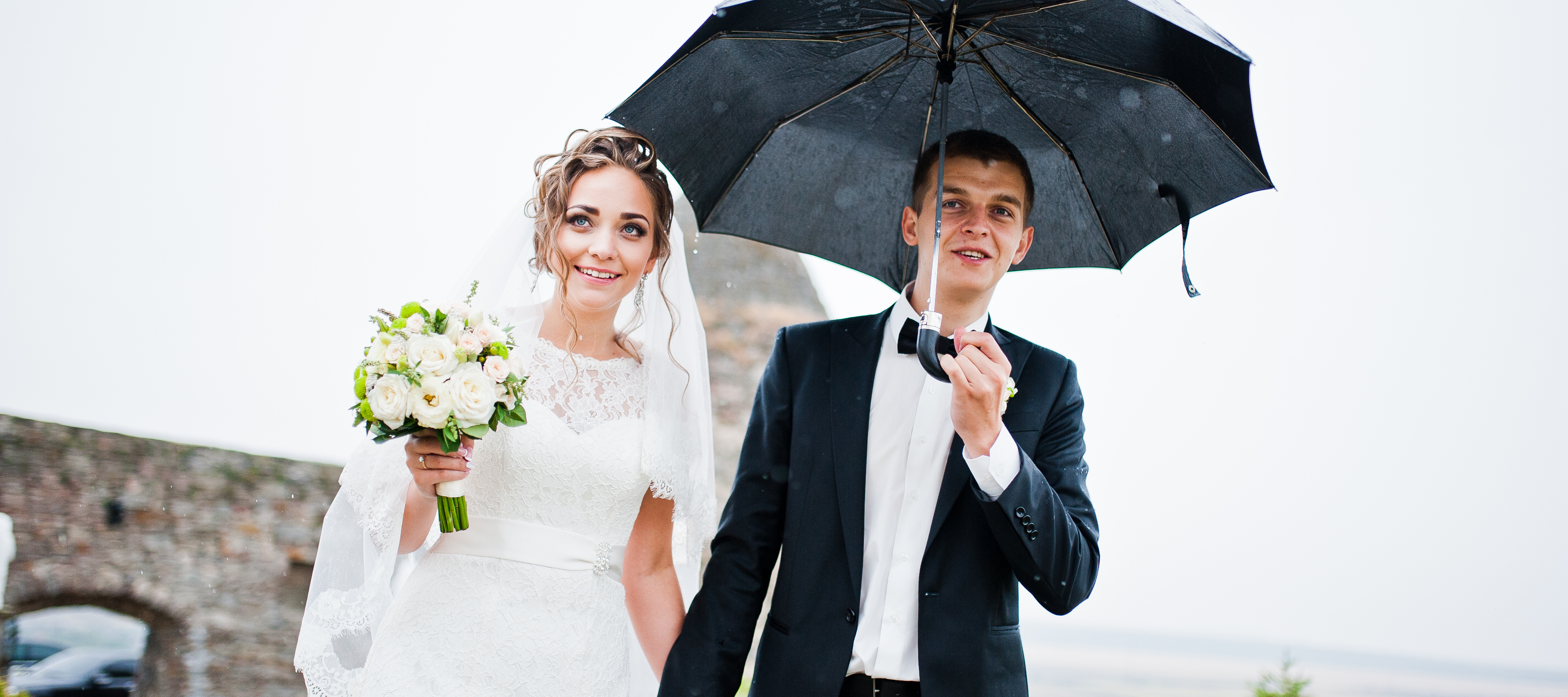 Bride and groom on their wedding day