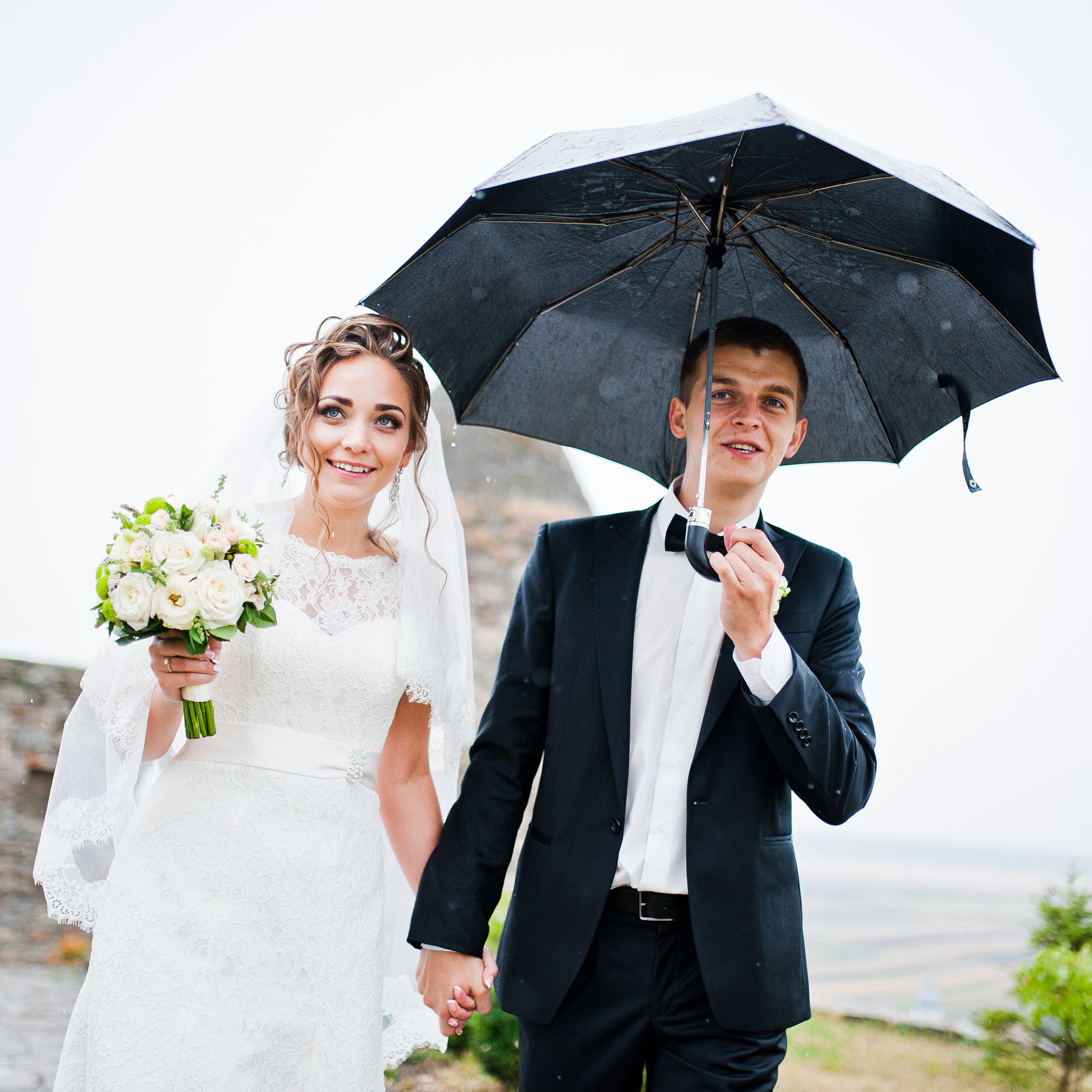 Bride and groom on their wedding day