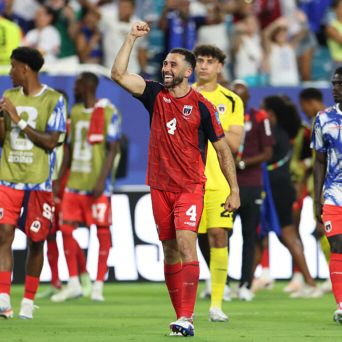 Roberto Lopes celebrates at the end of the 2026 World Cup Group H football match between Uruguay and Cape Verde.