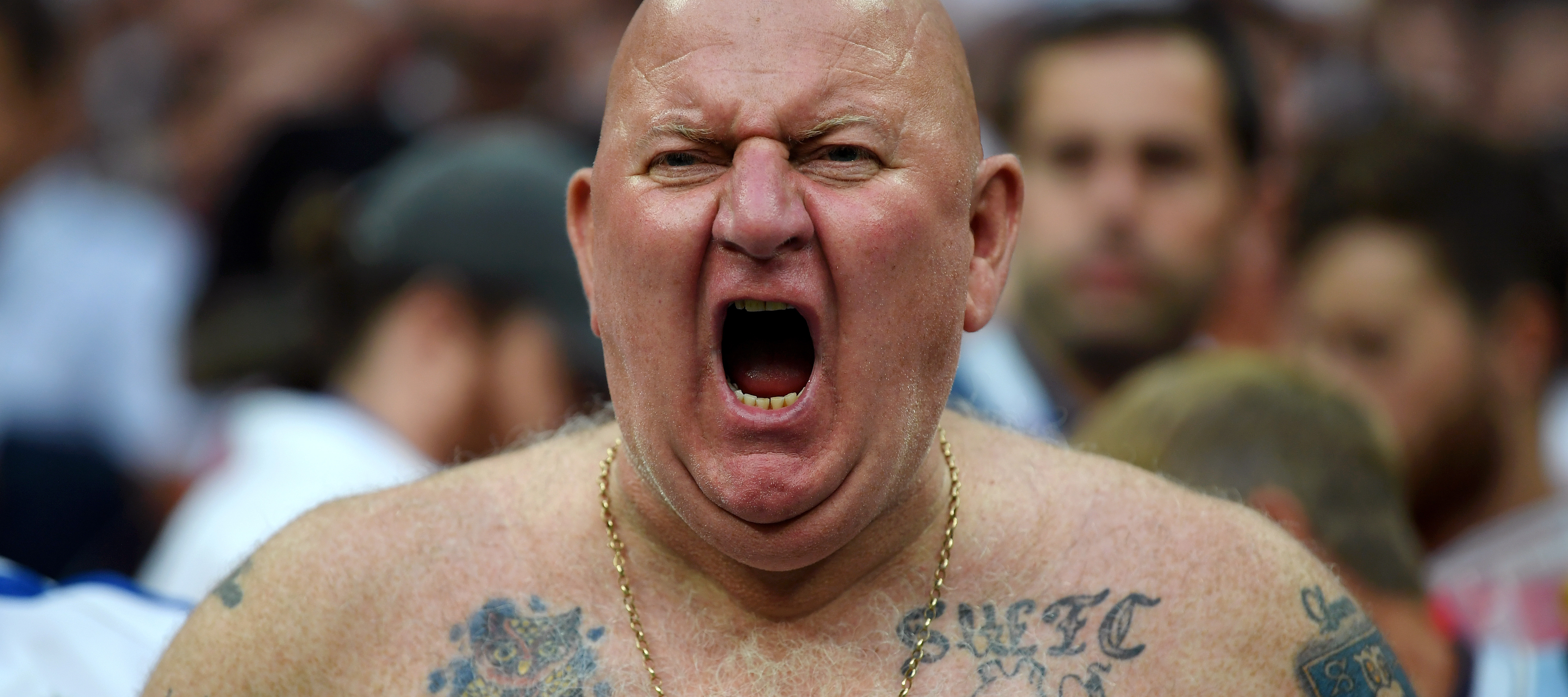 An angry English soccer fan during the World Cup.