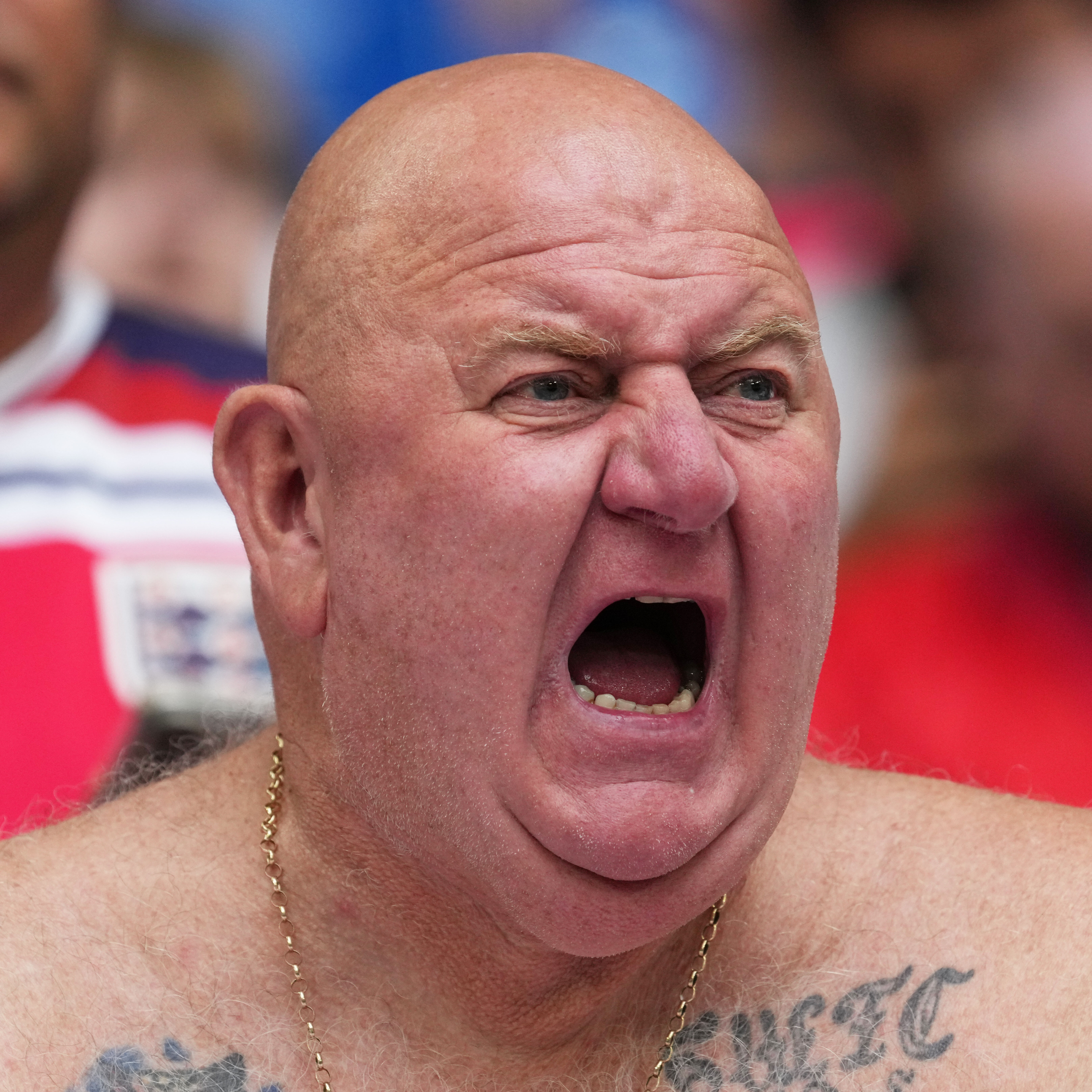 An angry English soccer fan during the World Cup.