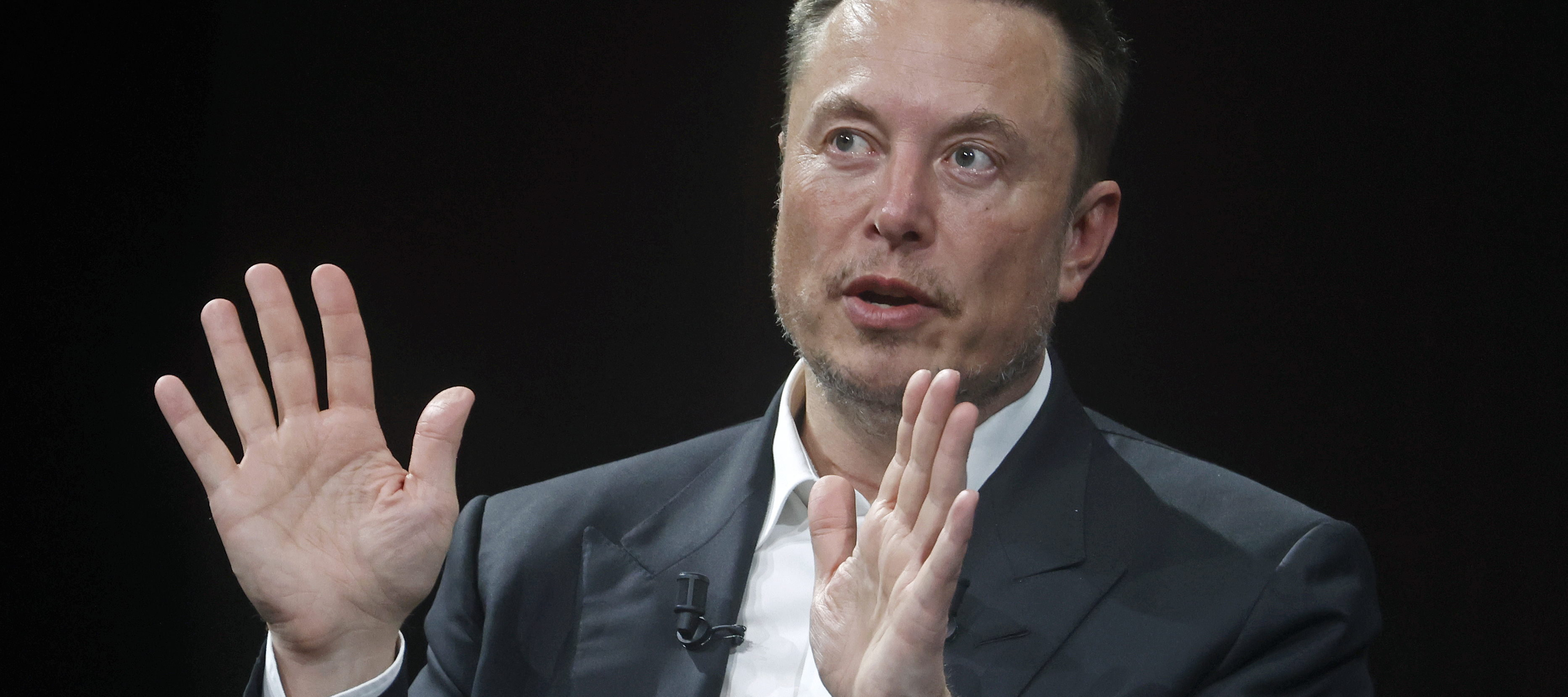 SpaceX and Tesla CEO Elon Musk gestures as he attends the Viva Technology conference.