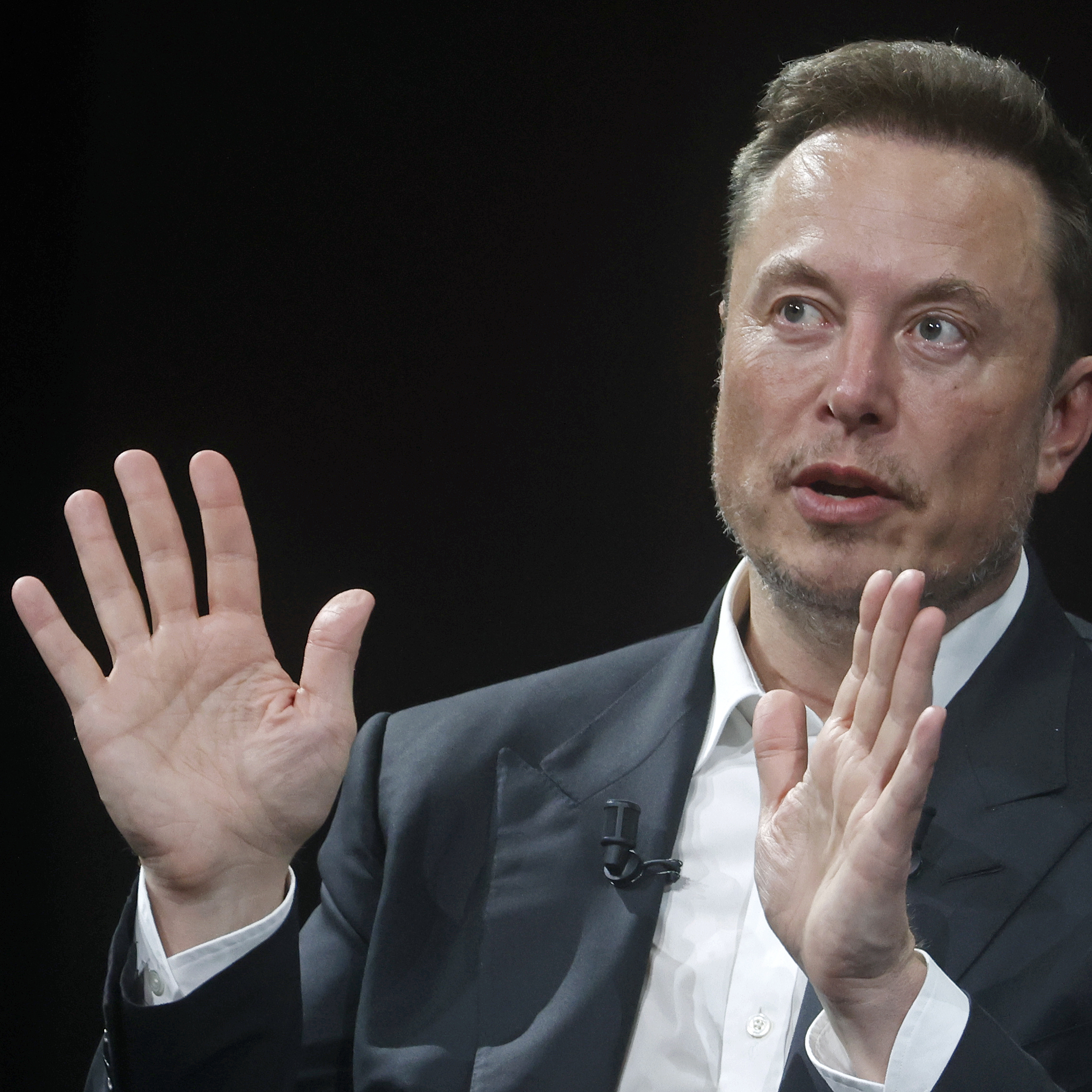 SpaceX and Tesla CEO Elon Musk gestures as he attends the Viva Technology conference.