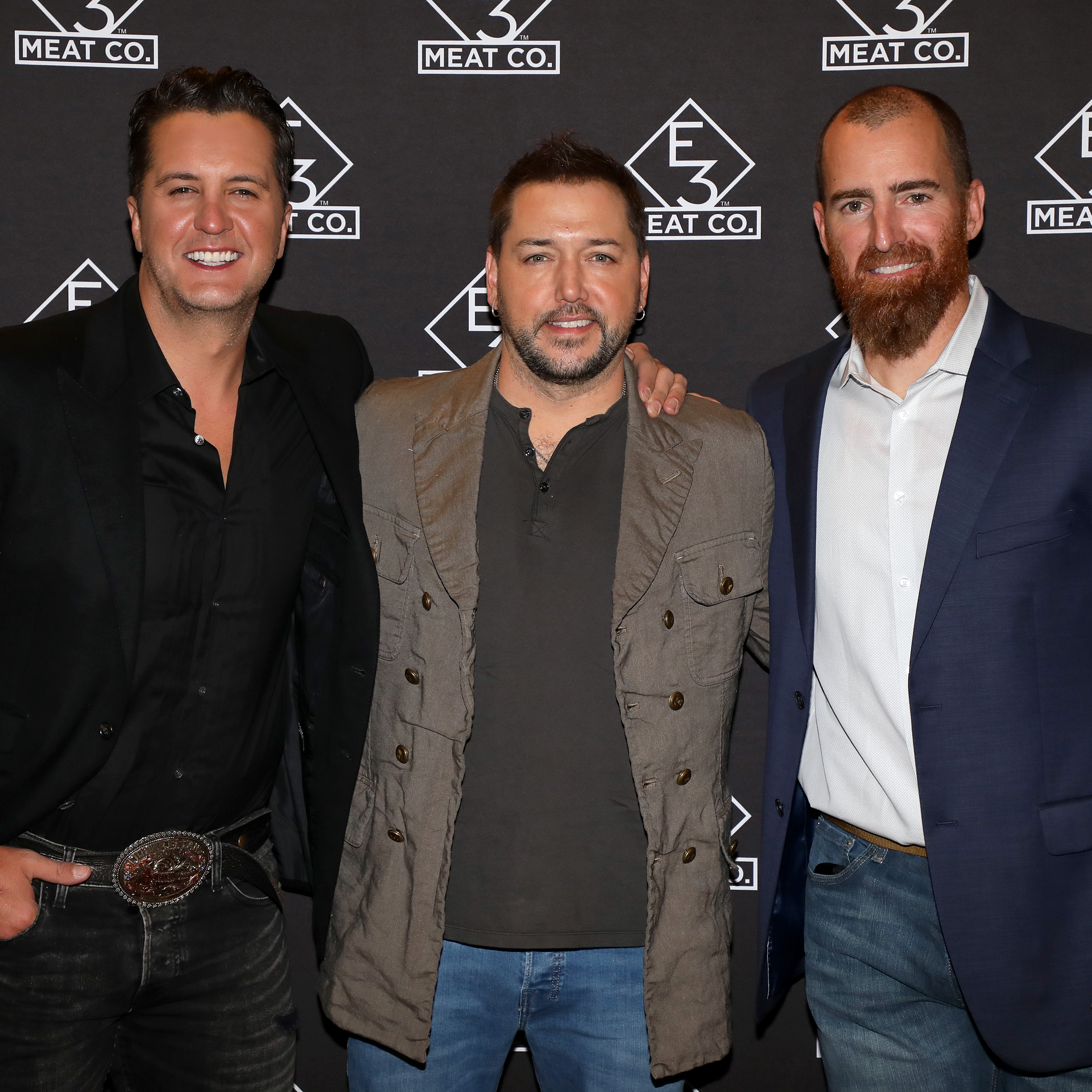 Luke Bryan, Jason Aldean and Adam LaRoche attend the grand opening of E3 Chophouse Nashville.