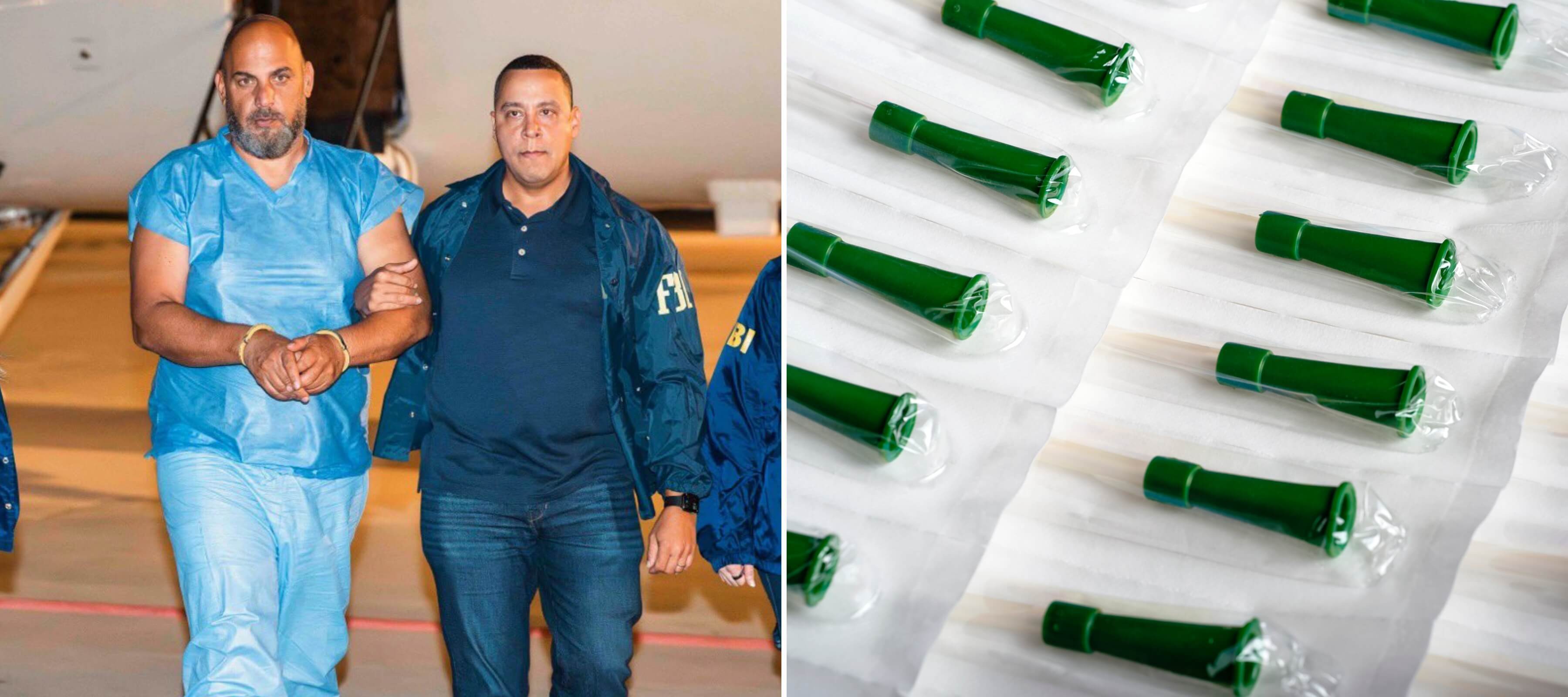 Himli landing in the US escorted by the FBI. Catheters were among the medical equipment the scheme exploited.