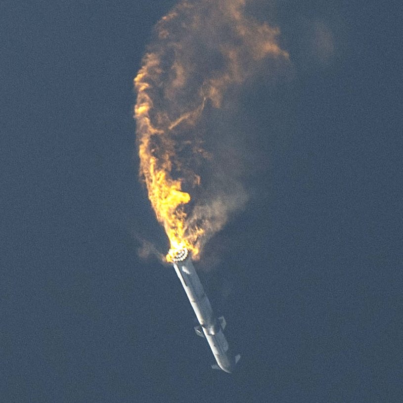 A SpaceX rocket crashing in 2023.