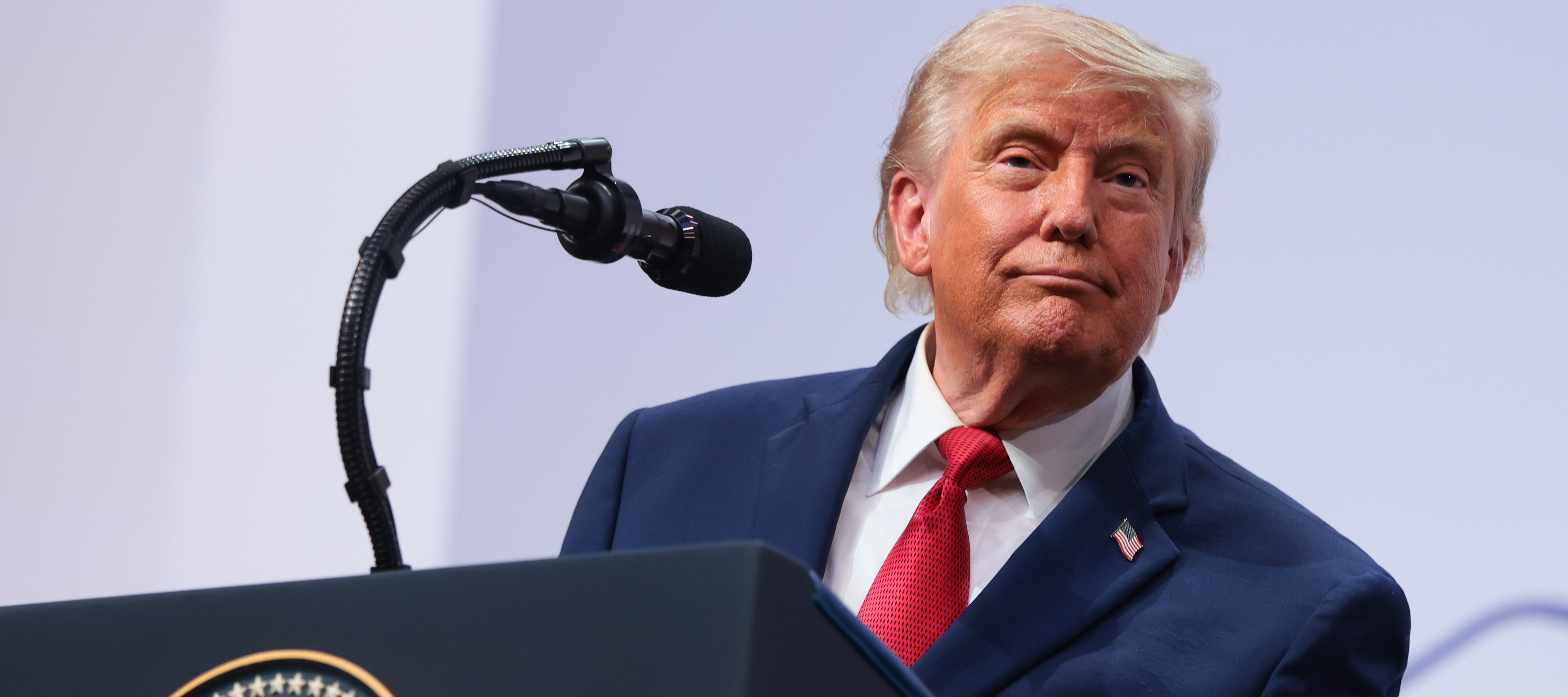 President Trump speaks at an event.