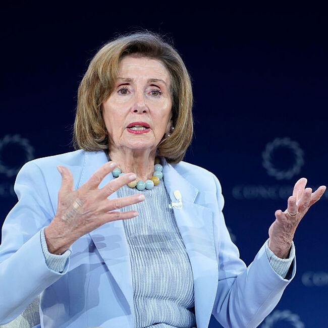 Nancy Pelosi speaks onstage during the 2025 Concordia Annual Summit at Sheraton New York Times Square.
