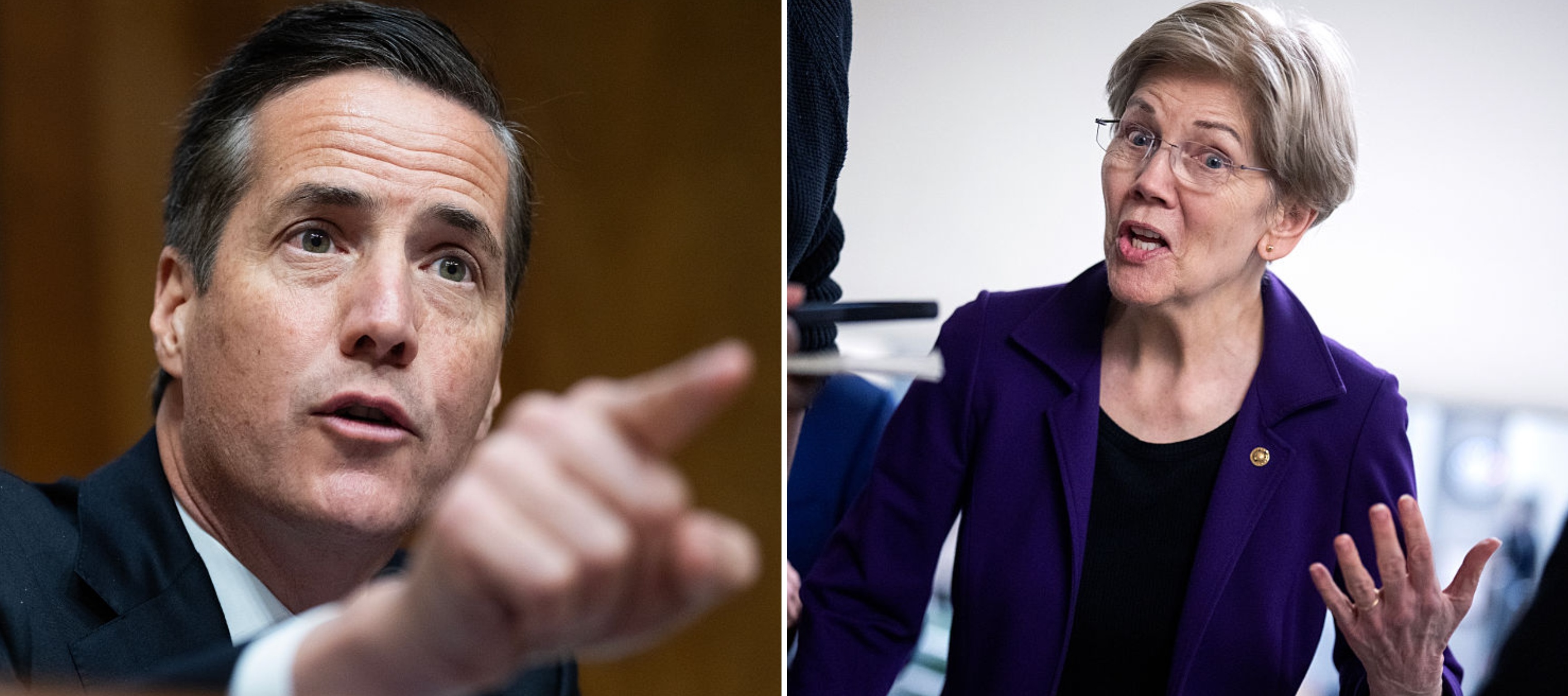Sens. Bernie Moreno of Ohio and Elizabeth Warren of Massachusetts.