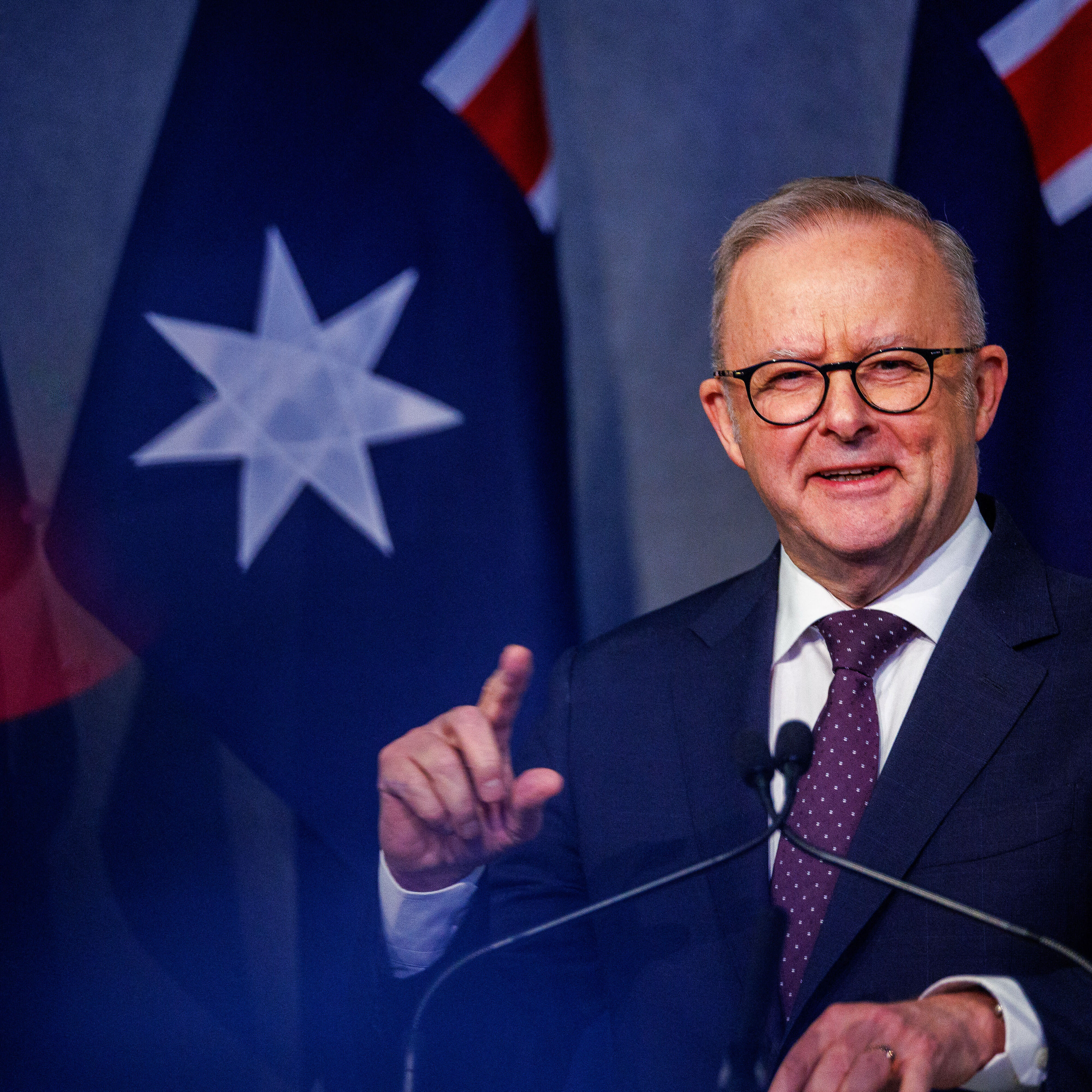 Australia's Prime Minister Anthony Albanese holds a press conference with New Zealand's Prime Minister Christopher Luxon.