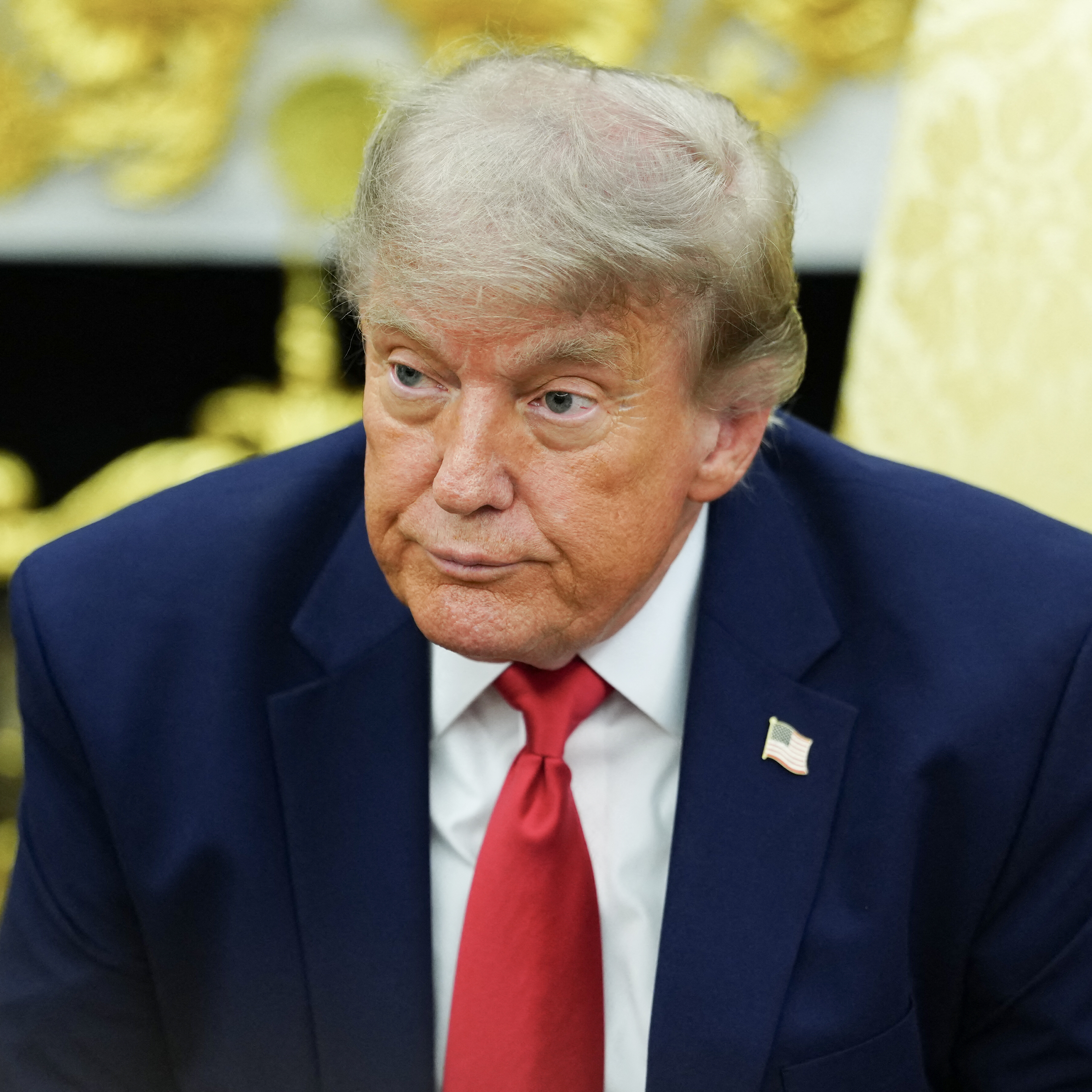 US President Donald Trump speaks during a meeting with NATO Secretary General Mark Rutte in the Oval Office.