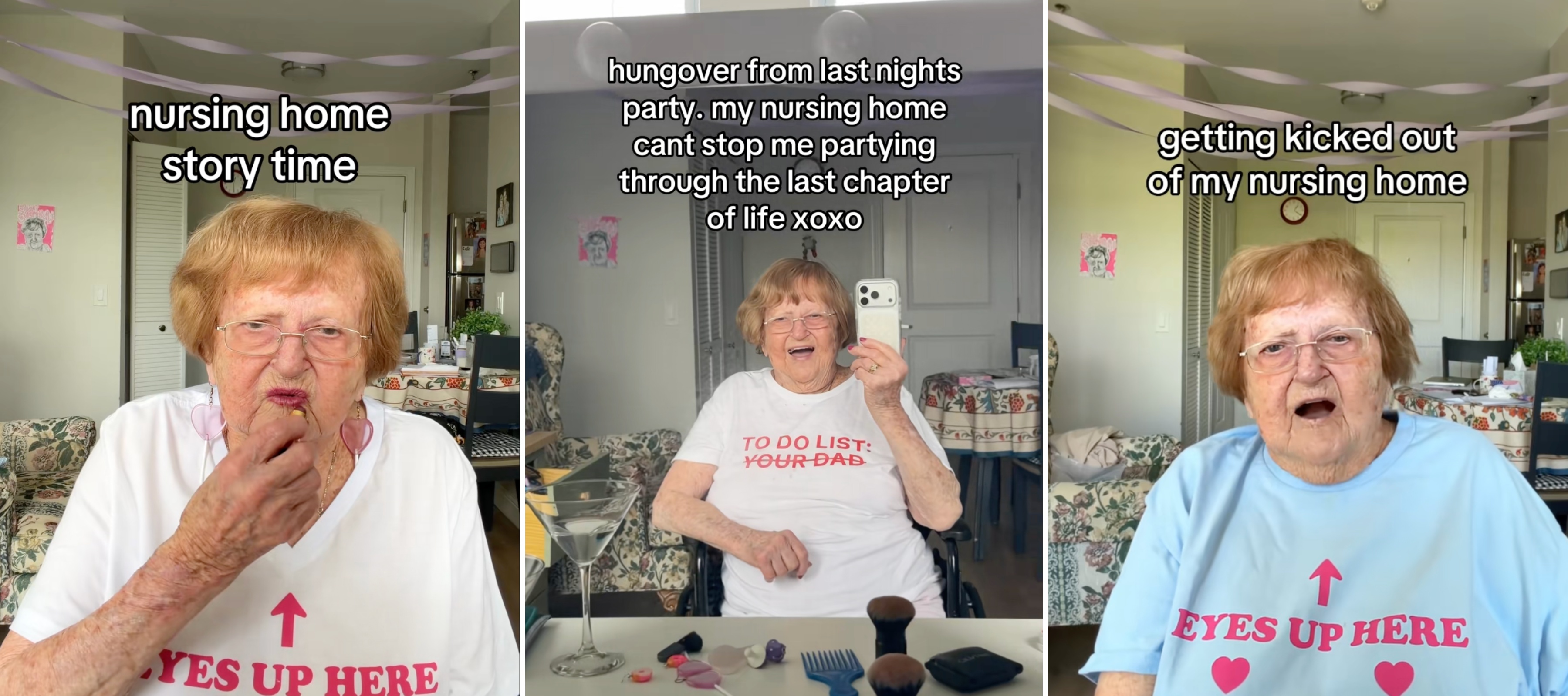 The elderly TikTok influencer got in trouble with her residence for throwing wild parties.
