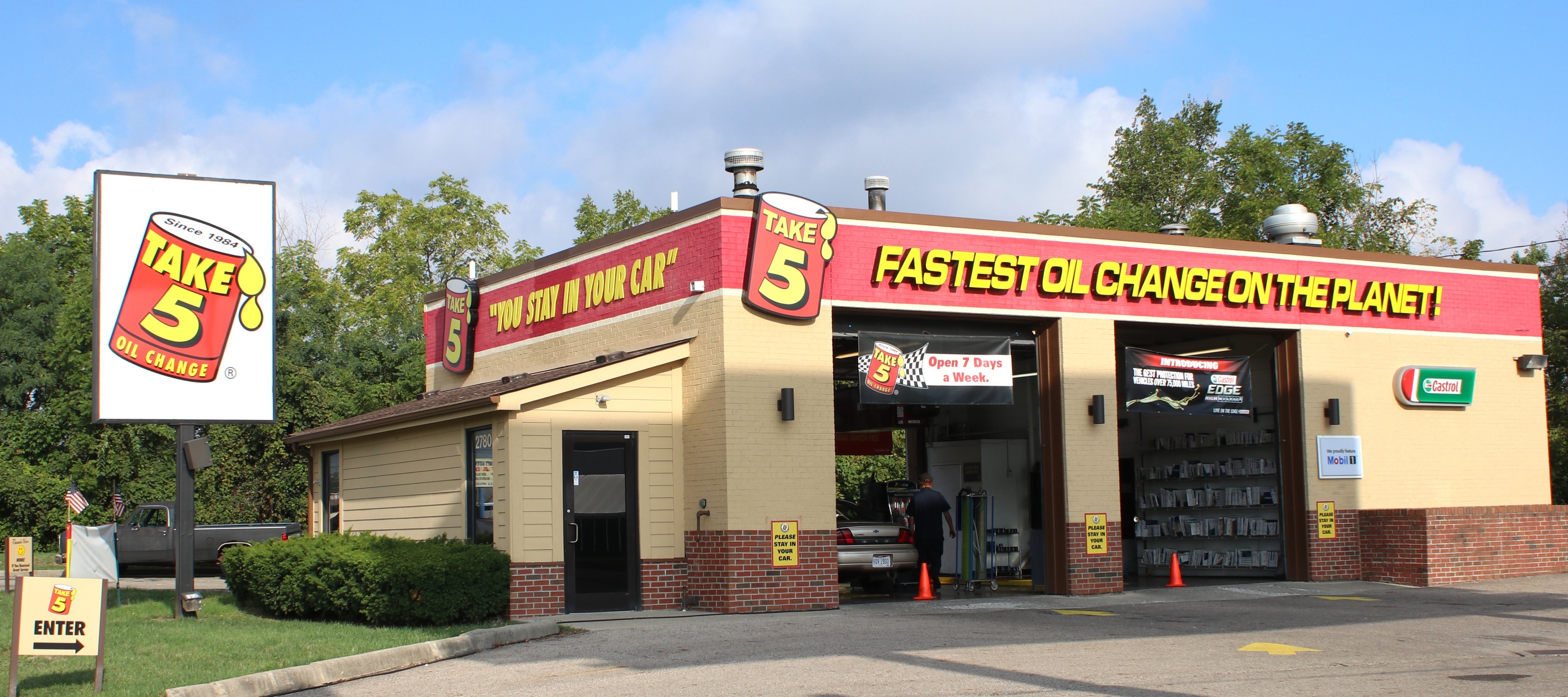 The outside of a Take 5 oil change building