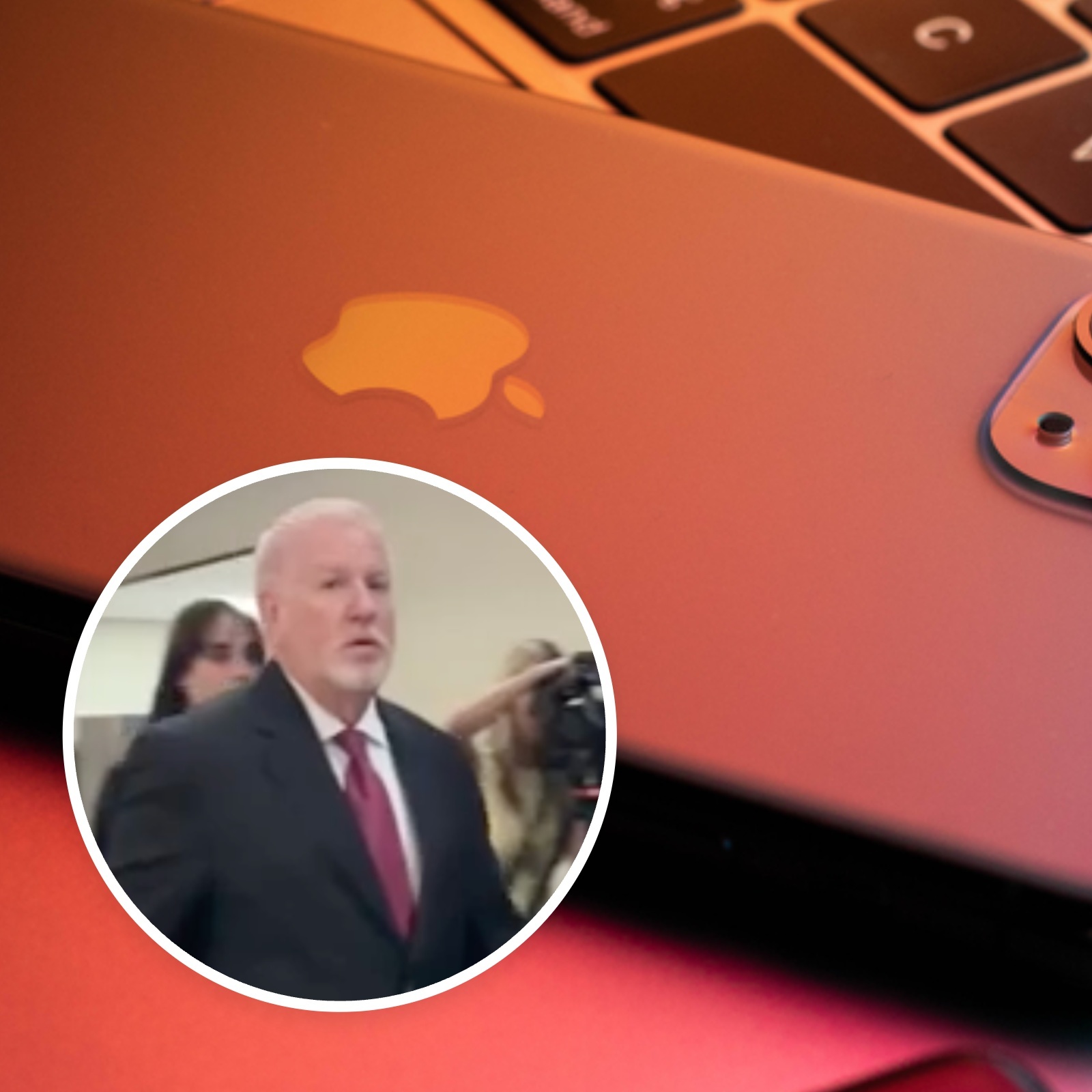 A photo of convicted Tennessee Knox County Assistant Deputy Chief David Henderson and Apple products