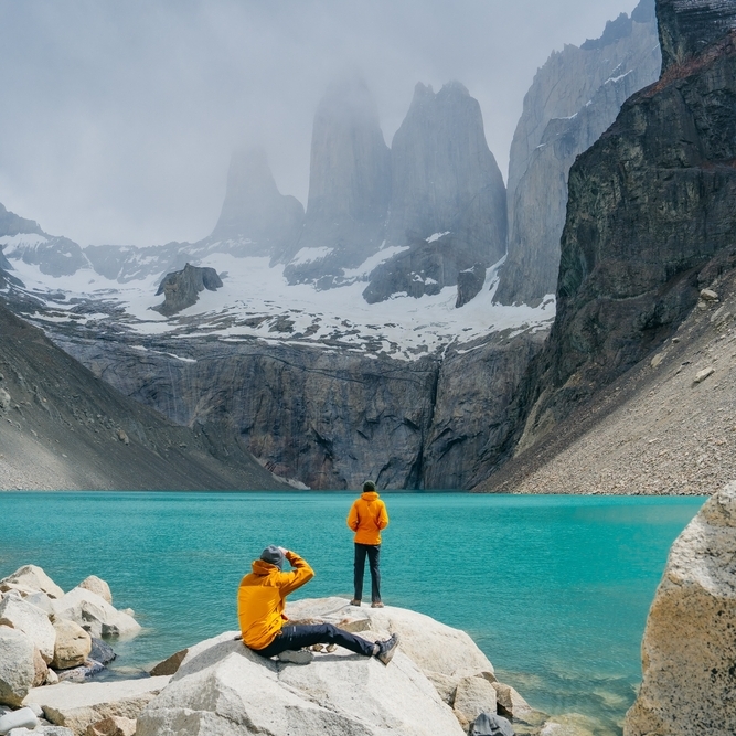 A photo of two travelers in Patagonia