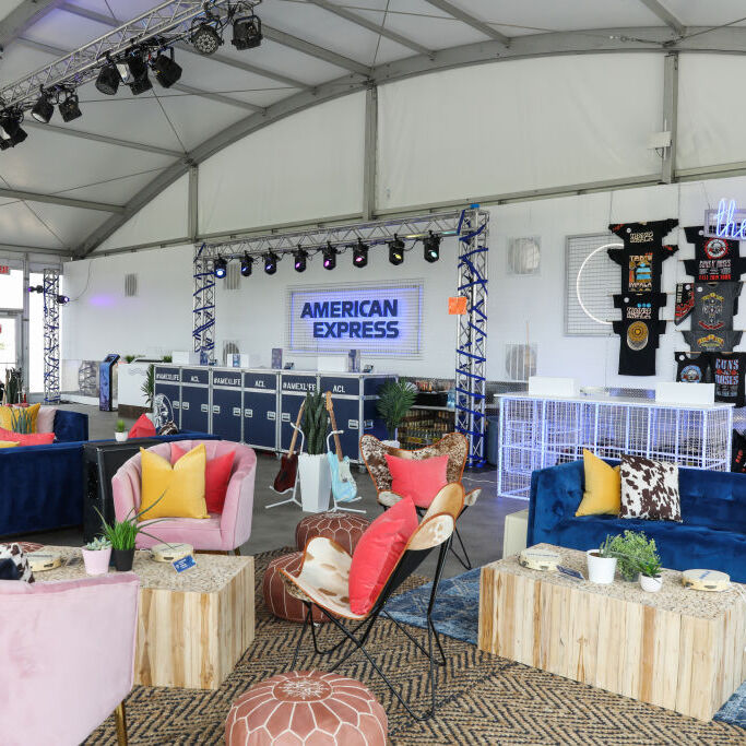 A photo of an American Express festival lounge