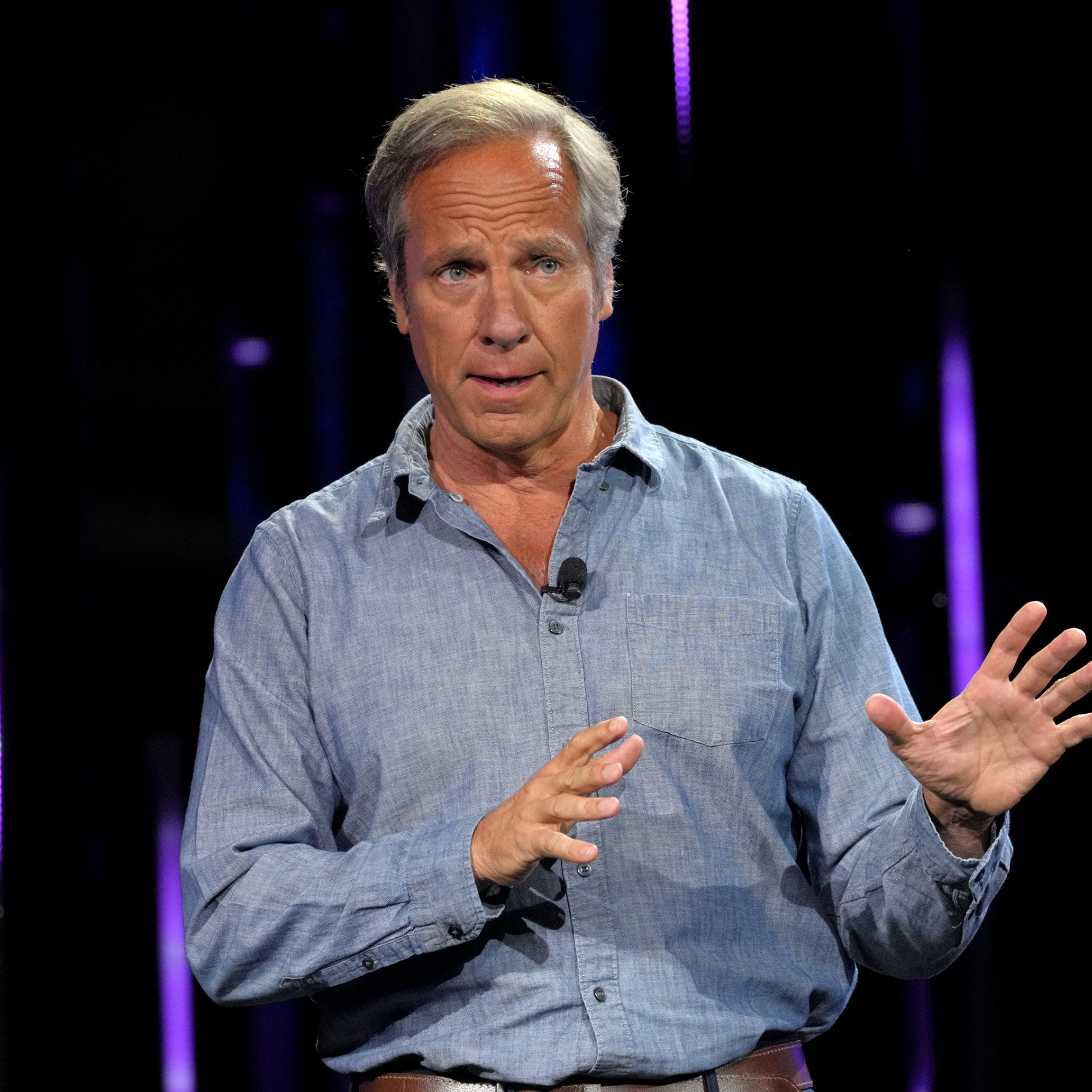 Mike Rowe, host of Dirty Jobs on Discovery Channel, speaks onstage during the Warner Bros. Discovery Upfront 2022.
