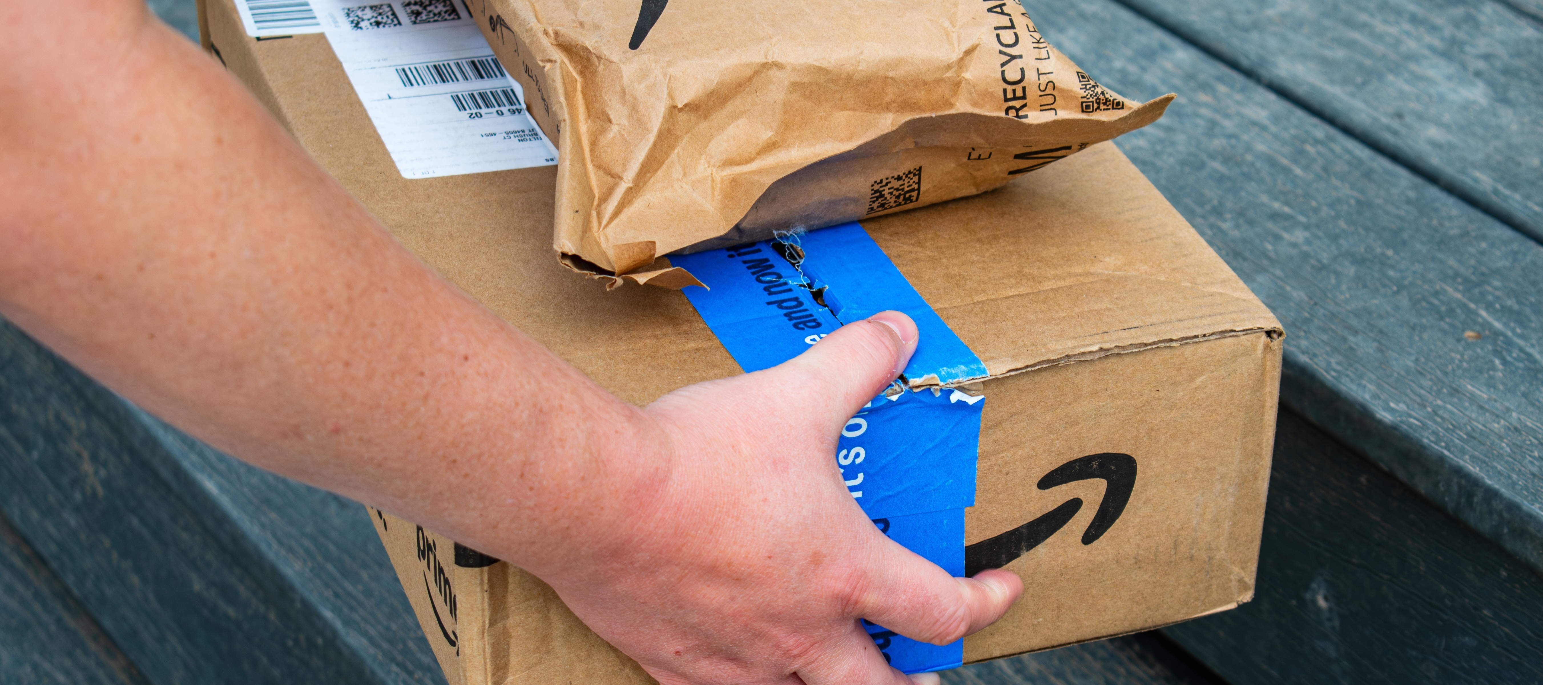 Amazon Prime packages being delivered