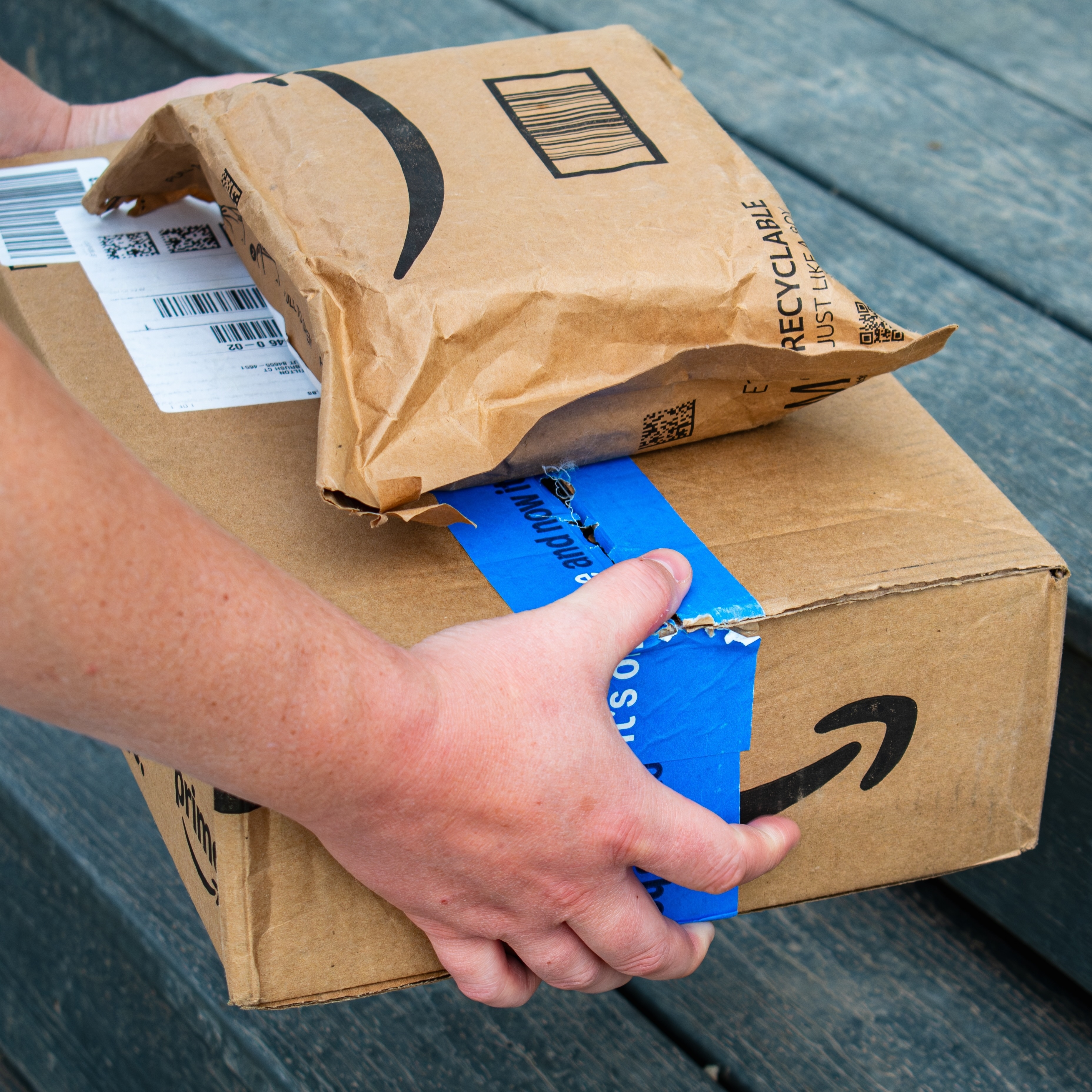 Amazon Prime packages being delivered