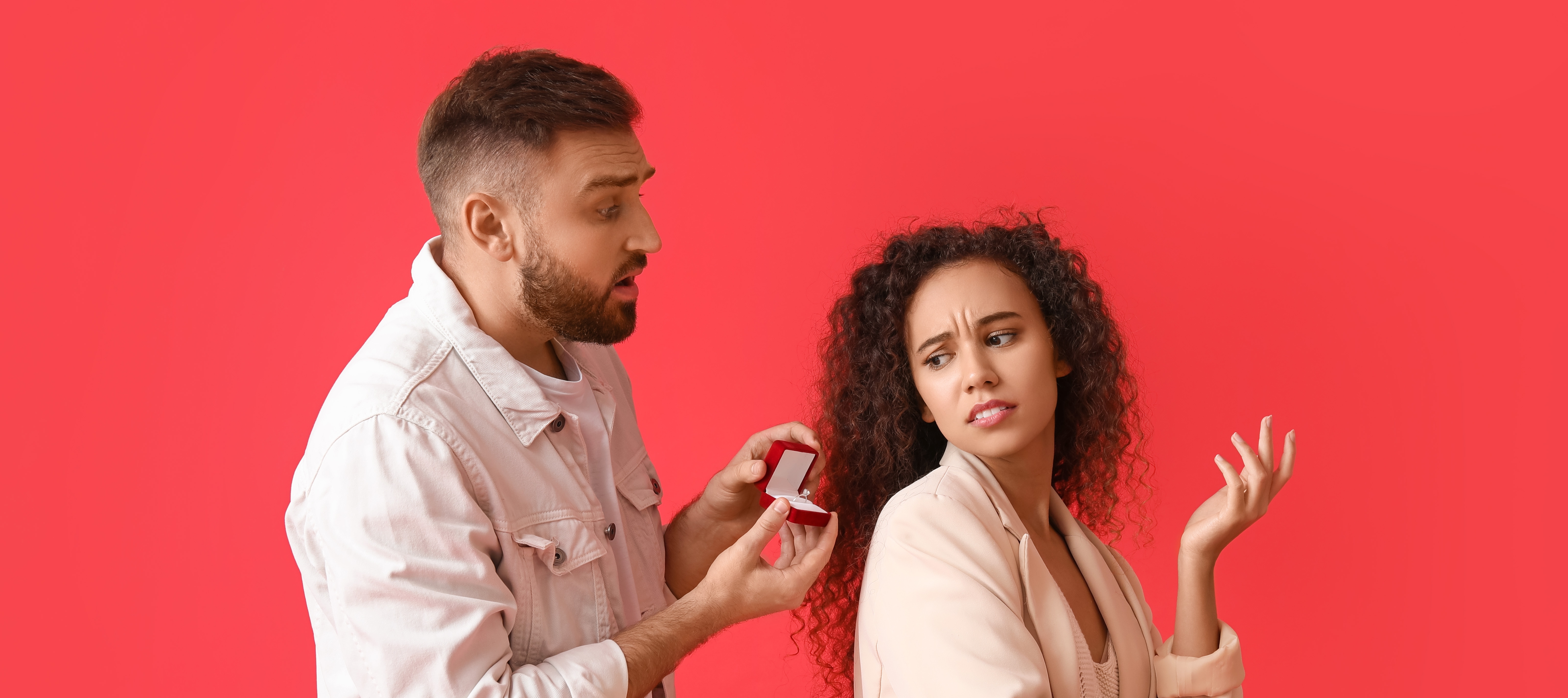 Woman rejecting marriage proposal.
