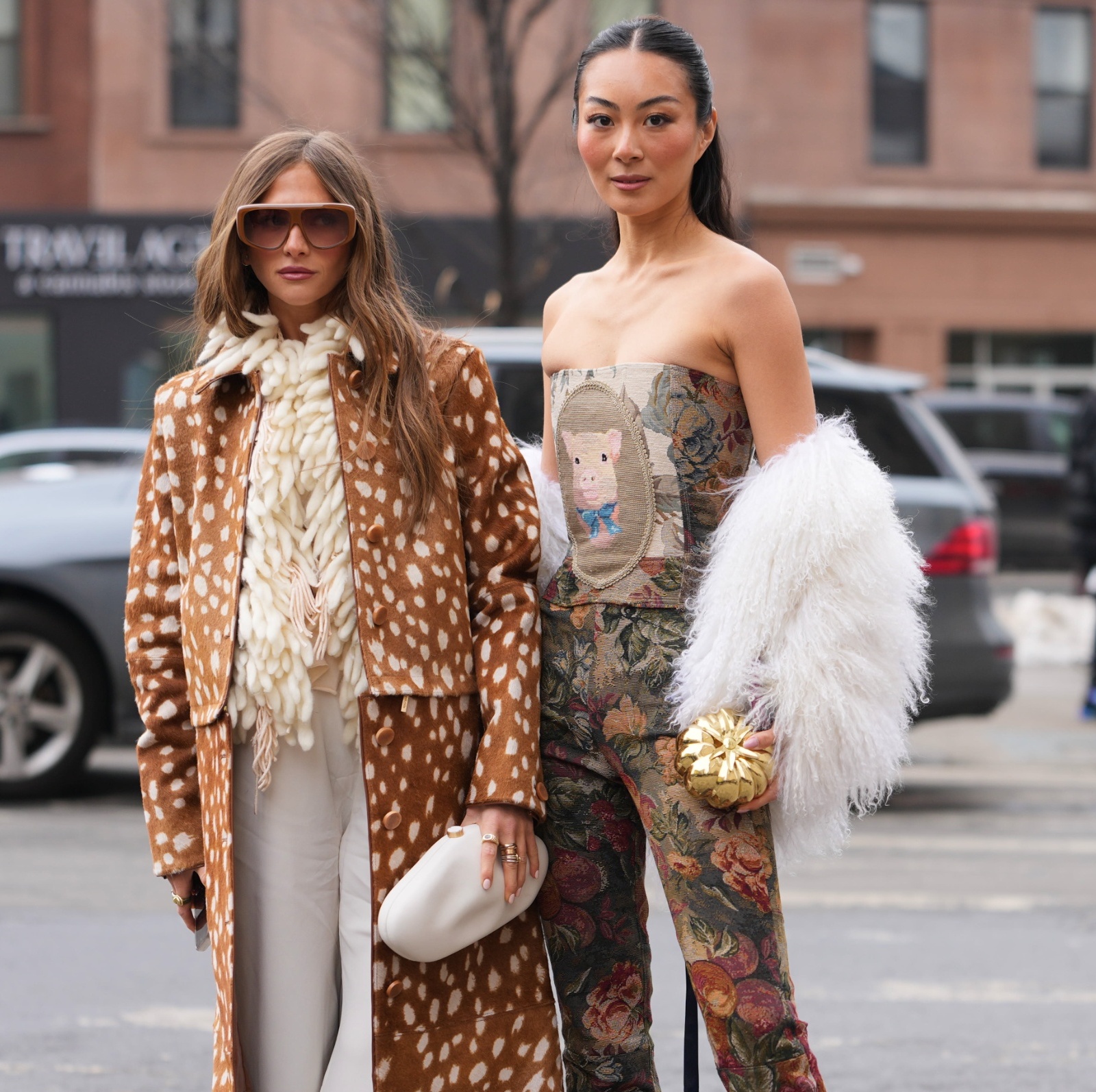 Two women walking in New York City.