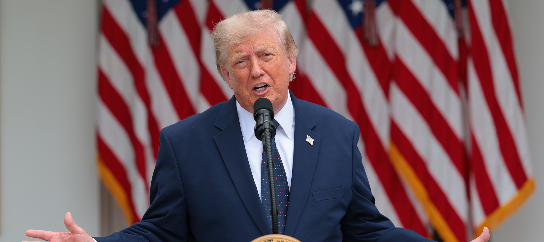 President Donald Trump speaking at the White House.