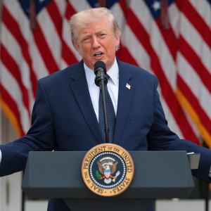 President Donald Trump speaking at the White House.