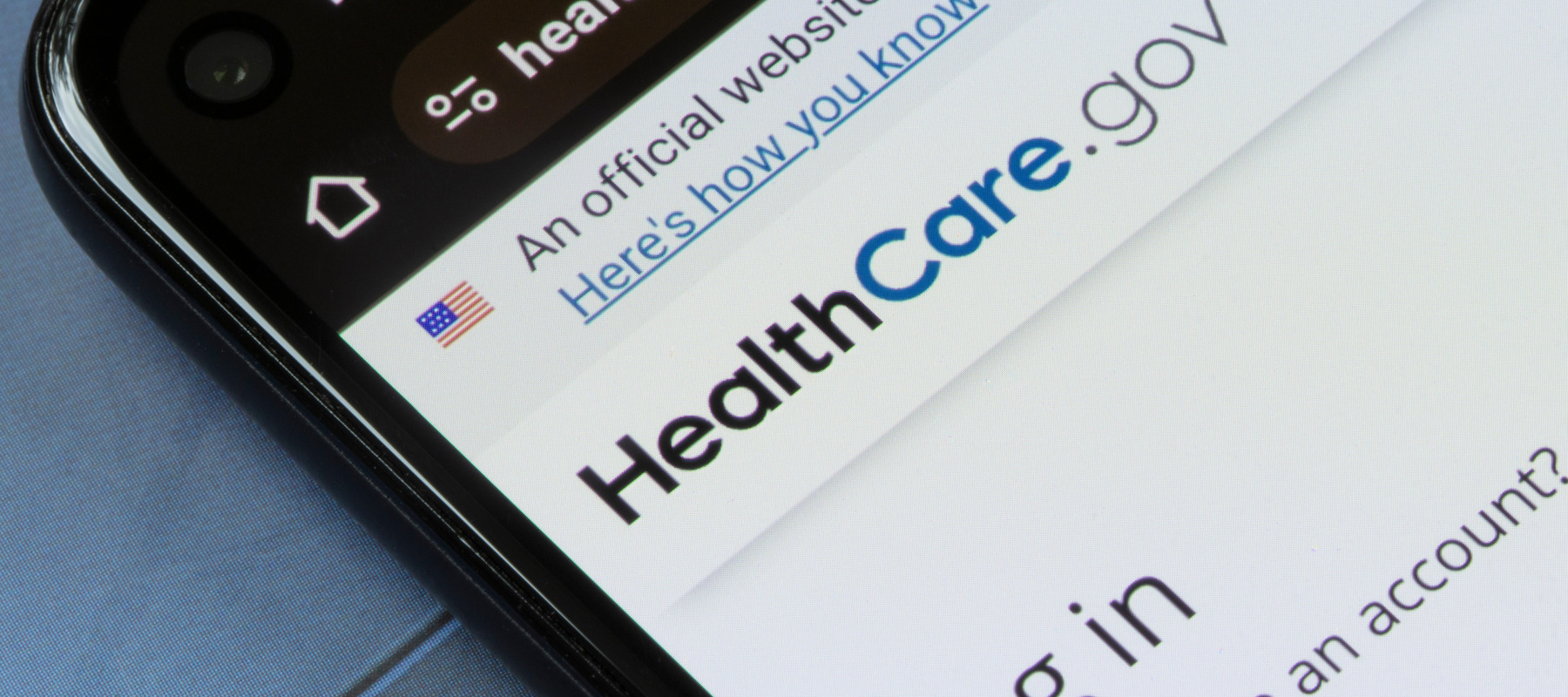 Healthcare.gov login page