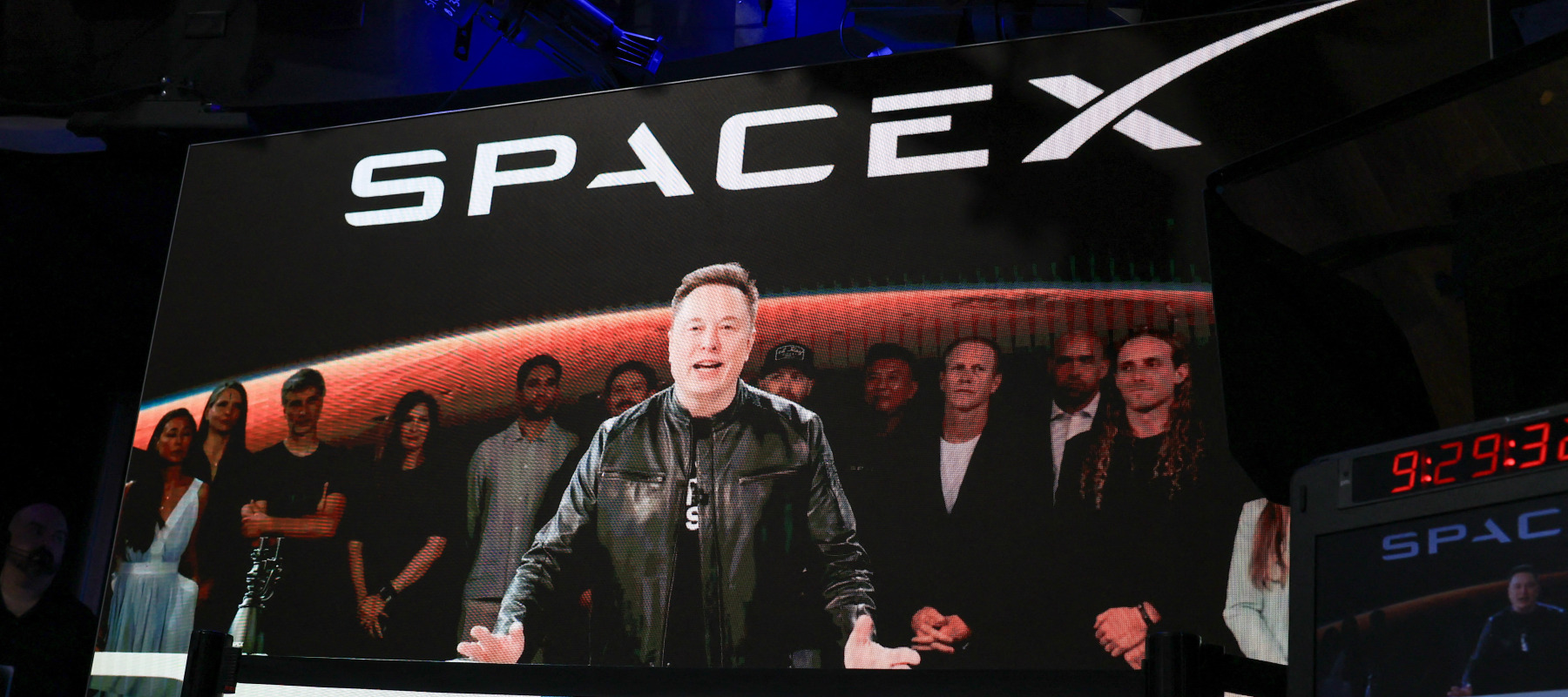 Elon Musk at SpaceX's IPO, which briefly made him a trillionaire.