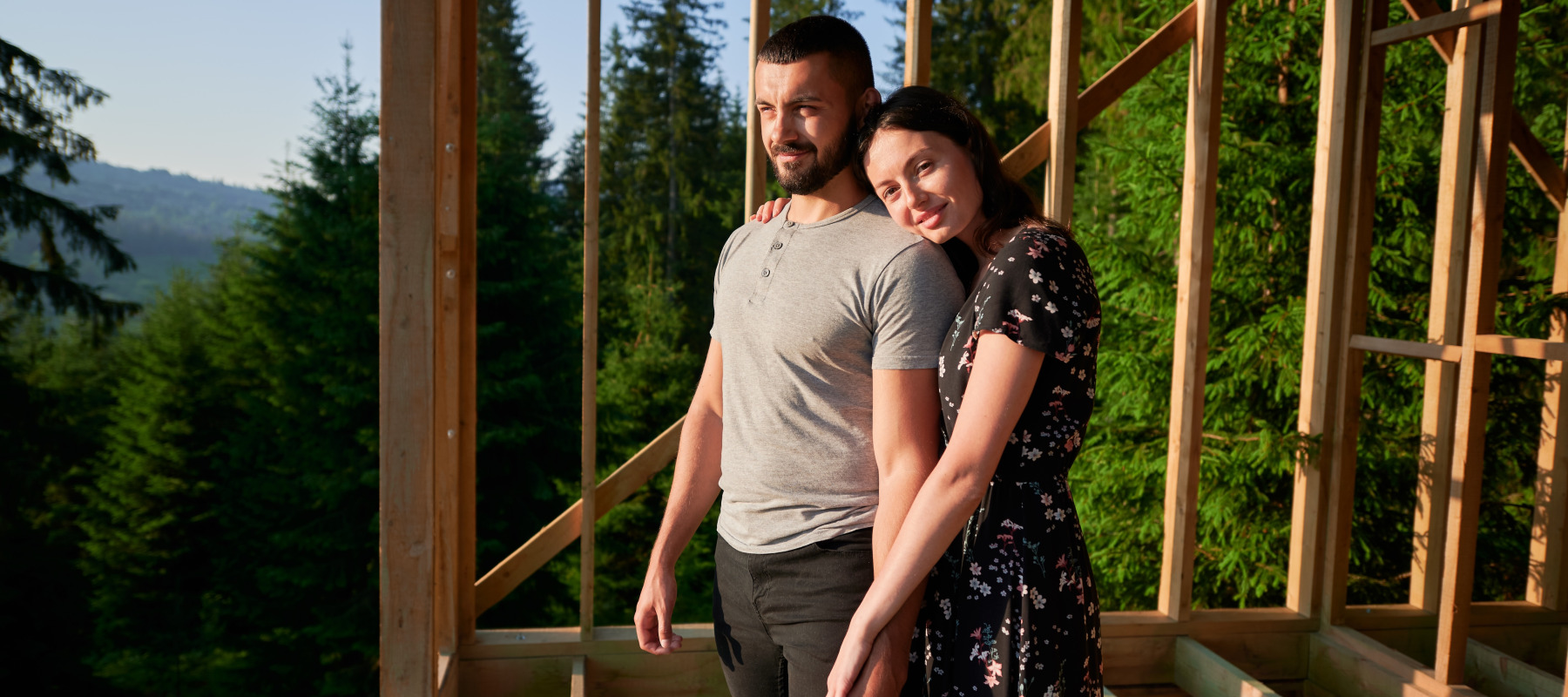 mman and woman in house frame