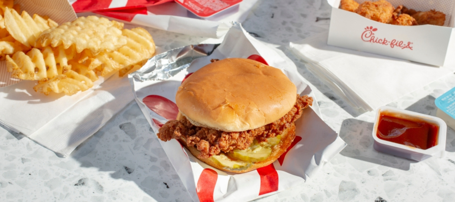 Photo of a Chick-fil-A spread of food