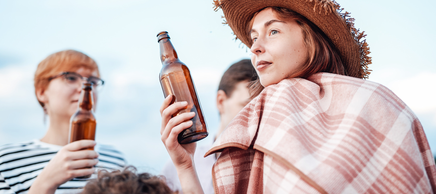 A woman on vacation with her friends.