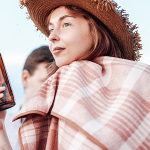 A woman on vacation with her friends.