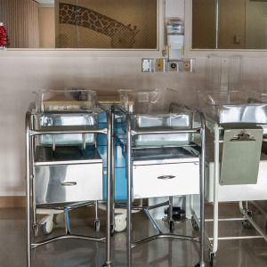 Empty infant beds sit gathered in a corner in a quiet maternity ward at rural Madera Community Hospital.