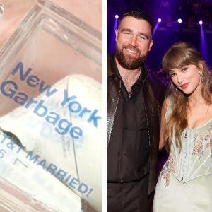 Trash from the street near where Travis Kelce and Taylor Swift’s wedding took place was sealed into Lucite cubes and sold as art.