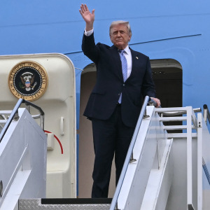 President Trump boards Air Force One.