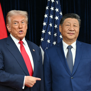 A photo of US President Donald Trump and China's President Xi Jinping