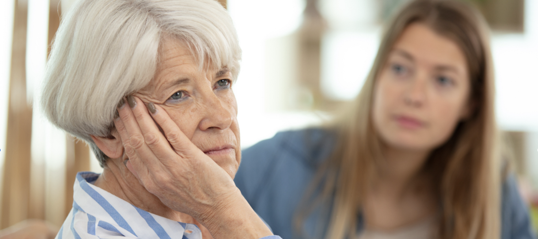 Daughter worried about elderly mother.