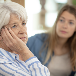 Daughter worried about elderly mother.