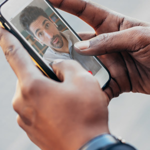 A person using FaceTime on their phone
