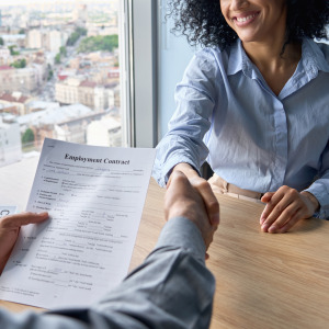 A man accepting a job offer.