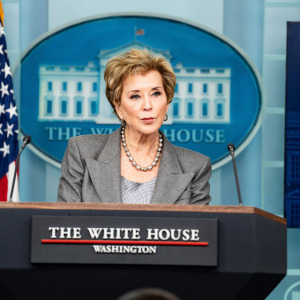 U.S. Secretary of Education Linda McMahon speaks during a press conference.
